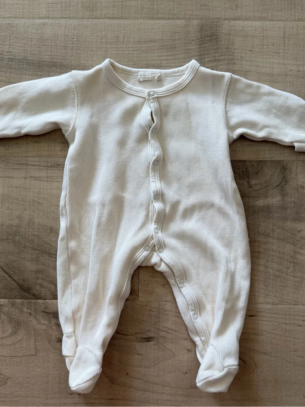 Cream Ribbed Footed Baby One-Piece - Minimal Snap Front